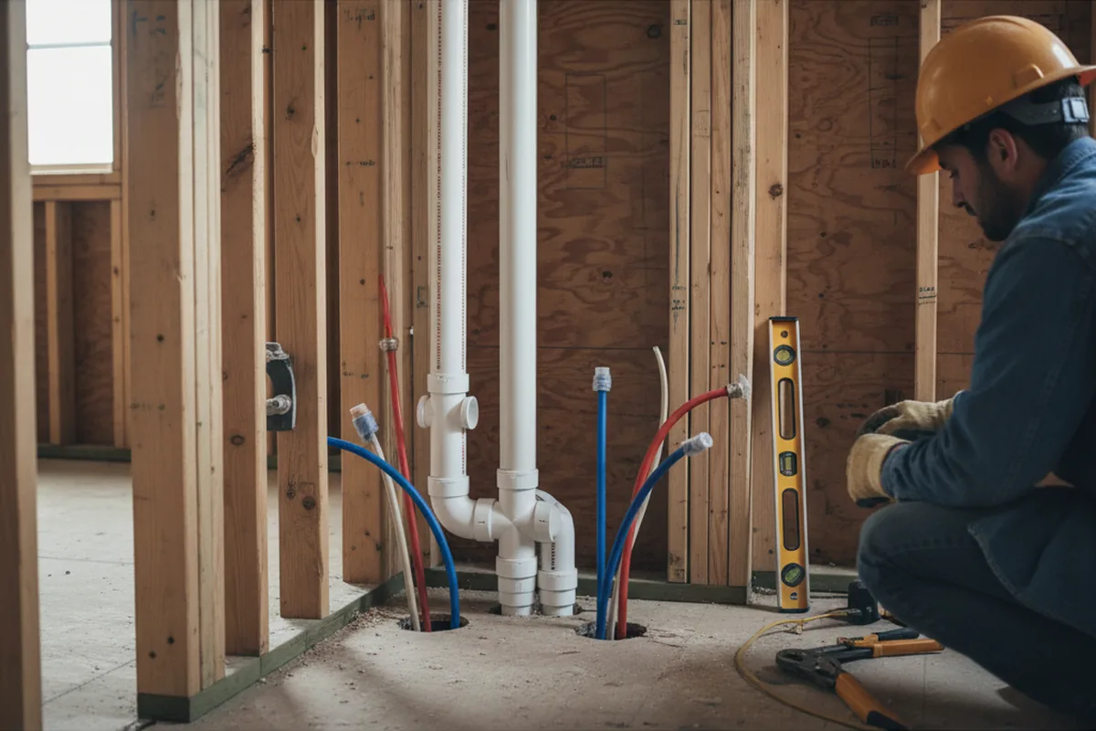 Drain and supply rough-in during Leak Detection in Lavonia